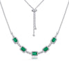 Alternating Pierced Emerald Birthstone Necklace Sterling Silver
