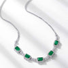 Alternating Pierced Emerald Birthstone Necklace Sterling Silver