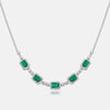Alternating Pierced Emerald Birthstone Necklace Sterling Silver