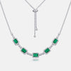 Alternating Pierced Emerald Birthstone Necklace Sterling Silver