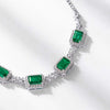 Alternating Pierced Emerald Birthstone Necklace Sterling Silver