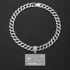 Bank Card Shield-shaped Pendant Cuban Chain Hip Hop Necklace