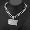 Bank Card Shield-shaped Pendant Cuban Chain Hip Hop Necklace