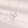 Bezel Set Double Ring Necklace White & Rose Gold