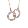 Bezel Set Double Ring Necklace White & Rose Gold