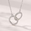 Bezel Set Double Ring Necklace White & Rose Gold