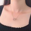 Bezel Set Double Ring Necklace White & Rose Gold
