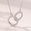 Bezel Set Double Ring Necklace White & Rose Gold