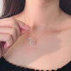 Bezel Set Double Ring Necklace White & Rose Gold