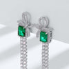 Bowknot Shape Emerald Birthstone Earrings Sterling Silver