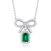 Bowknot Shaped Emerald Birthstone Necklace Sterling Silver