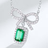 Bowknot Shaped Emerald Birthstone Necklace Sterling Silver