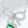 Bowknot Shaped Emerald Birthstone Necklace Sterling Silver