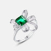 Bowknot Shaped Emerald Birthstone Ring Sterling Silver
