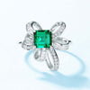 Bowknot Shaped Emerald Birthstone Ring Sterling Silver