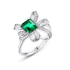 Bowknot Shaped Emerald Birthstone Ring Sterling Silver