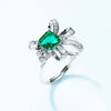Bowknot Shaped Emerald Birthstone Ring Sterling Silver