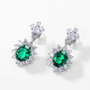 Burst Halo Emerald Birthstone Earrings Sterling Silver