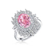 Burst Halo Pink Diamond Ring Sterling Silver