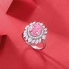 Burst Halo Pink Diamond Ring Sterling Silver