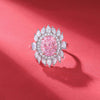 Burst Halo Pink Diamond Ring Sterling Silver