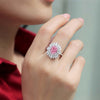 Burst Halo Pink Diamond Ring Sterling Silver