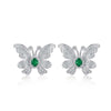 Butterfly Shaped Emerald Birthstone Earrings Sterling Silver