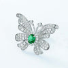 Butterfly Shaped Emerald Birthstone Earrings Sterling Silver
