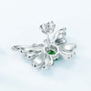 Butterfly Shaped Emerald Birthstone Earrings Sterling Silver