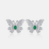 Butterfly Shaped Emerald Birthstone Earrings Sterling Silver