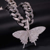 Butterfly Shaped Pendant Cuban Chain Hip Hop Necklace