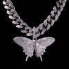 Butterfly Shaped Pendant Cuban Chain Hip Hop Necklace