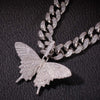 Butterfly Shaped Pendant Cuban Chain Hip Hop Necklace