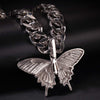 Butterfly Shaped Pendant Cuban Chain Hip Hop Necklace