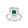 Channel Set Floating Halo Emerald Ring Sterling Silver
