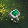 Channel Set Floating Halo Emerald Ring Sterling Silver