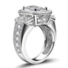 Channel Set Floating Halo Moissanite Ring Sterling Silver