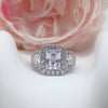 Channel Set Floating Halo Moissanite Ring Sterling Silver