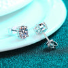 Classic Four Prong Moissanite Earrings Sterling Silver