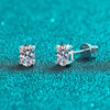 Classic Four Prong Moissanite Earrings Sterling Silver