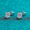 Classic Four Prong Moissanite Earrings Sterling Silver