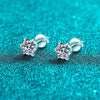 Classic Six-Prong Moissanite Earrings Sterling Silver