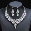 Court Style Colorful Necklace Earrings Jewelry Set