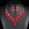 Court Style Colorful Necklace Earrings Jewelry Set