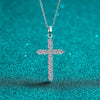 Cross-shaped Moissanite Necklace Sterling Silver
