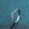 Deep V Moissanite Ring Sterling Silver