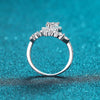 Deep V Pear Shaped Halo Moissanite Ring Sterling Silver