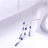 Deep V Pear Shaped Sapphire Birthstone Necklace Sterling Silver