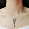 Deep V Pear Shaped Sapphire Birthstone Necklace Sterling Silver