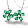 Double Floral Emerald Birthstone Necklace Sterling Silver